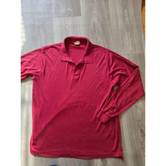 L.L. Bean Mens Long Sleeve Polo Shirt Size XL Raspberry Cotton - Picture 3 of 7